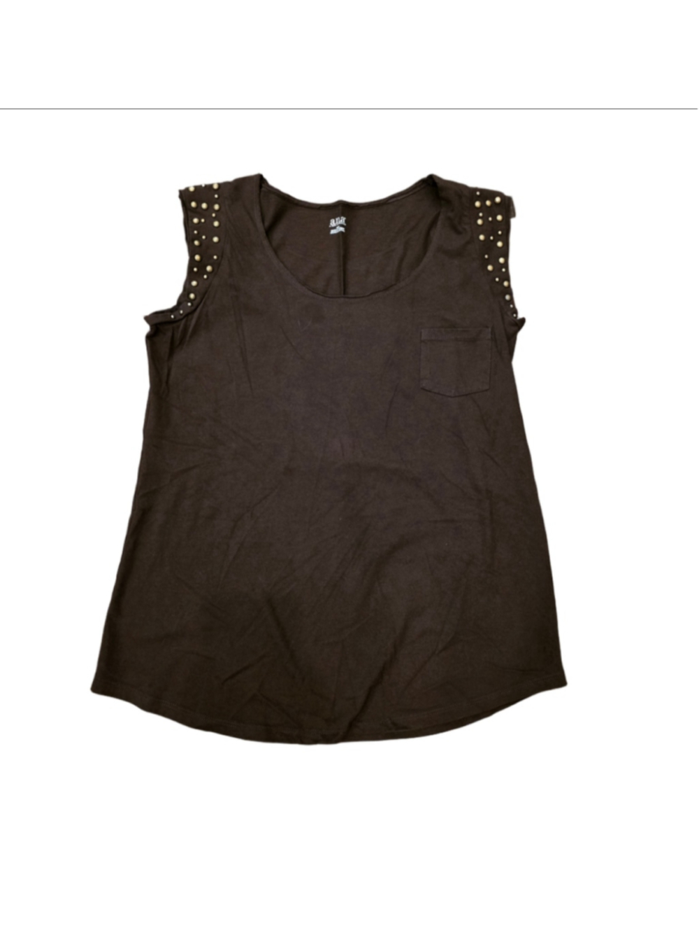 a.n.a Studded Shoulder Pocket Tank Top - Dark Brown Medium